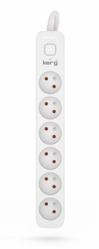 KERG M02412 PRZEDŁUŻACZ Z WYŁĄCZNIKIEM 6 GNIAZD-BIAŁO-SZARY-10M-16A-H05VV-F-3X1,5 MM2 M0412