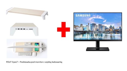 MONITOR SAMSUNG LED 27" LF27T450FQRXEN+POUT Eyes7 podstawka pod monitor z szyb. ładowarką biała