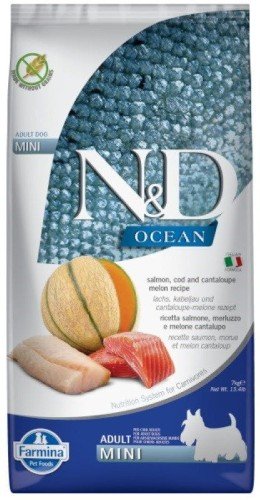 N&D Ocean Dog Salmon, Cod, Cantaloupe, Melon Adult Mini - sucha karma dla psa - 7 kg