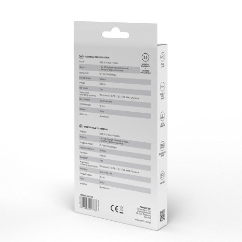 AK-58 3-PORTOWY HUB USB-A Z ADAPTEREM RJ-45