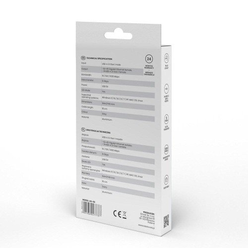 AK-58 3-PORTOWY HUB USB-A Z ADAPTEREM RJ-45