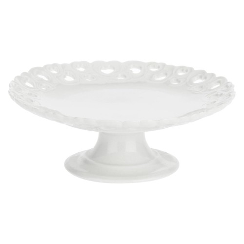 Zdobiona patera do ciasta Valentino - Biały, 20 cm