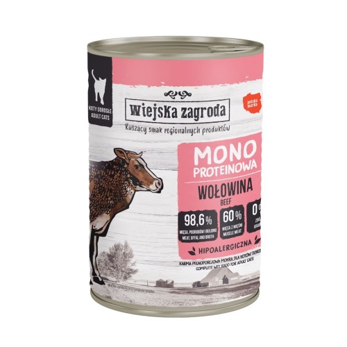 Wiejska Zagroda (dorosły) Monobiałkowa Wołowina Karma mokra dla kota 400g