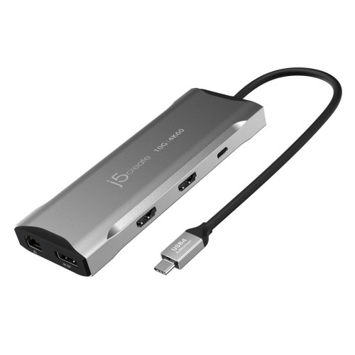 Stacja dokująca j5create 4K60 Elite USB-C Triple-Monitor 10Gbps Mini Dock 2x4K HDMI/1xDisplay Port/2xUSB 3.1/2xUSB-C/Card Reader/1xRJ45 Gigabit; kolor