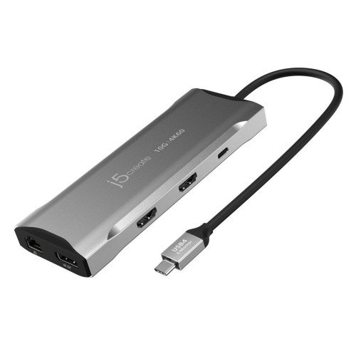 Stacja dokująca j5create 4K60 Elite USB-C Triple-Monitor 10Gbps Mini Dock 2x4K HDMI/1xDisplay Port/2xUSB 3.1/2xUSB-C/Card Reader/1xRJ45 Gigabit; kolor