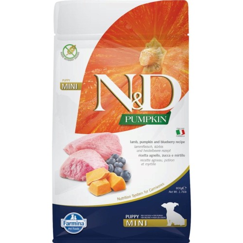 N&D Pumpkin Dog Lamb&Blueberry Puppy Mini - sucha karma dla psa - 800 g