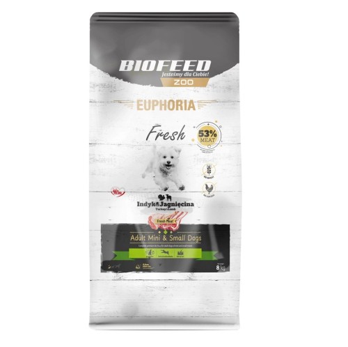 BIOFEED Euphoria Fresh Meat Adult Mini & Small Indyk i Jagnięcina 8kg