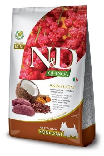 N&D Quinoa Dog Skin&Coat Venison, Coconut Adult Mini - sucha karma dla psa - 2.5 kg