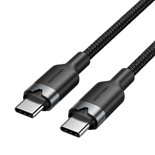 Kabel USB-C do USB-C Vention w oplocie 3A 480Mbps 60W PD 2m czarny