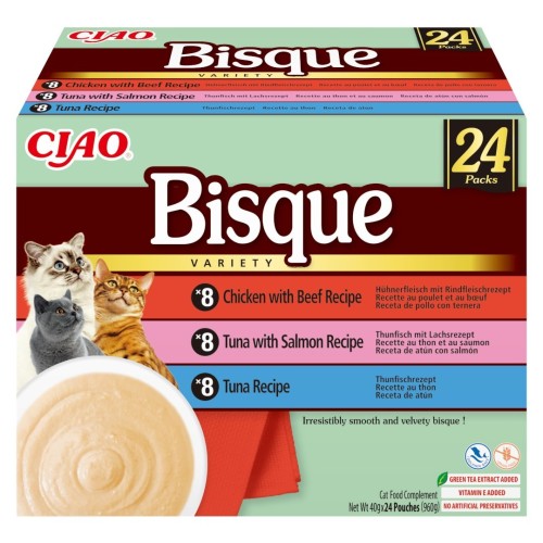 INABA CAT CIAO BISQUE TUNA,BEEF,CHICK 24x40g
