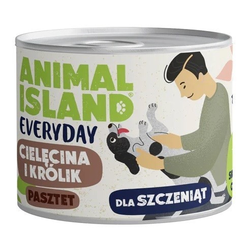 ANIMAL ISLAND Everyday cielęcina i królik dla szczeniąt puszka 185g