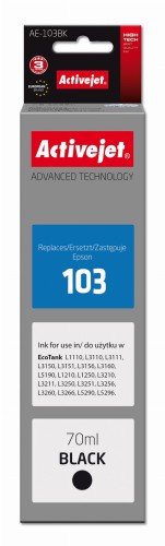 Activejet AE-103Bk Tusz (zamiennik Epson 103 C13T00S14A; Supreme; 70 ml; 4500, czarny). Buteleczki z atramentem.