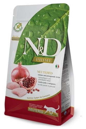 N&D Prime Chicken & Pomegranate Adult Neutered - sucha karma dla kota - 5 kg