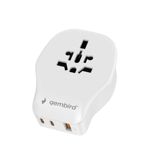 GEMBIRD UNIWERSALNY ADAPTER PODRÓŻNY 20 W, BIAŁY