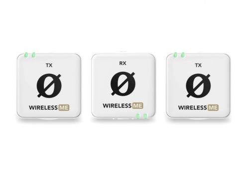 RODE Wireless ME Dual White - Kompaktowy bezprzewodowy system mikrofonowy z dwoma nadajnikami do nagrywania dwukanałowego (biały)