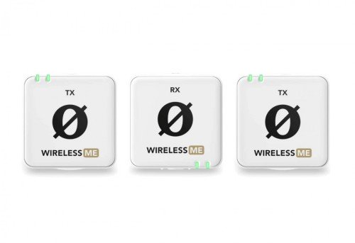 RODE Wireless ME Dual White - Kompaktowy bezprzewodowy system mikrofonowy z dwoma nadajnikami do nagrywania dwukanałowego (biały)