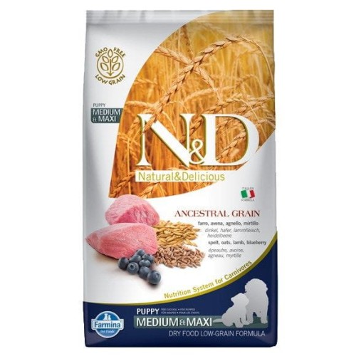 N&D Ancestral Grain Lamb & Blueberry Puppy Medium & Maxi - sucha karma dla szczeniąt - 12kg