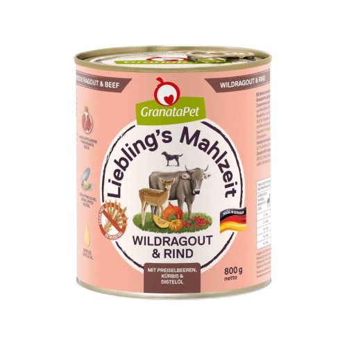 GranataPet Liebling´s Mahlzeit dziczyzna i wołowina mokra karma dla psa 800g
