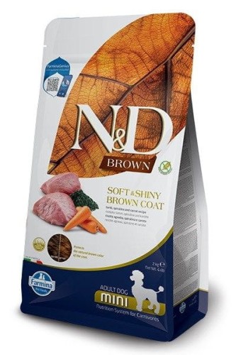 N&D Brown Dog Lamb, Spirulina&Carrot Adult Mini - sucha karma dla psa - 2 kg