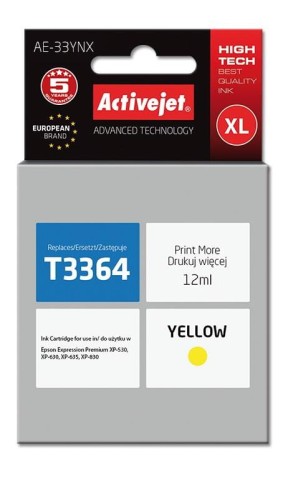 AE-33YNX Tusz (zamiennik Epson 33XL T3364; Supreme; 12 ml; żółty)