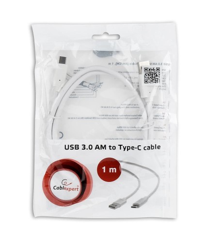 Kabel GEMBIRD CCP-USB3-AMCM-1M-W (USB typu C M - USB 3.0 M; 1m; kolor biały)