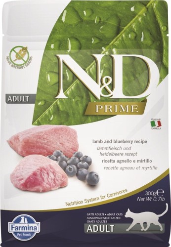 N&D Prime Cat Lamb and Blueberry Adult - sucha karma dla kota - 300 g