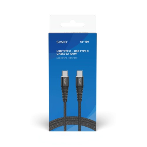 KABEL USB TYP C - USB TYP C 5A, 2M CL-160