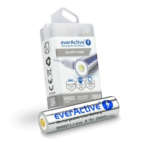 AKUMULATOR EVERACTIVE 18650 3,7V LI-ION 2600MAH MICRO USB Z ZABEZPIECZENIEM BOX EV18650-26M