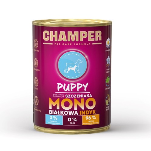 CHAMPER PUPPY MONOBIAŁKOWA indyk mokra karma dla psa400 g