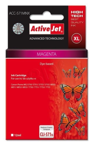 Activejet ACC-571MNX Tusz (zamiennik Canon CLI-571XLM; Supreme; 12 ml; czerwony)