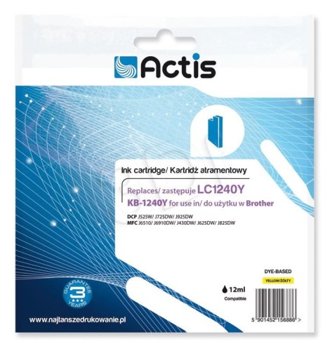 Actis KB-1240Y Tusz (zamiennik Brother LC1240Y/LC1220Y; Standard; 19 ml; żółty)
