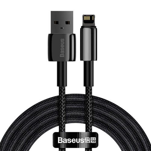 Kabel USB do Lightning Baseus Tungsten Gold, 2.4A, 2m (czarny)