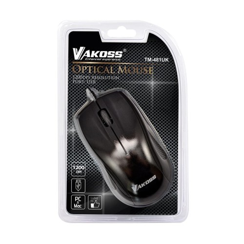 Mysz VAKOSS TM-481UK (optyczna; 1200 DPI; kolor czarny)