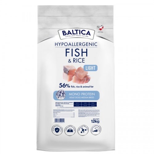 BALTICA NUTRACEUTIC Hypoallergenic Fish & Rice Light M 12kg
