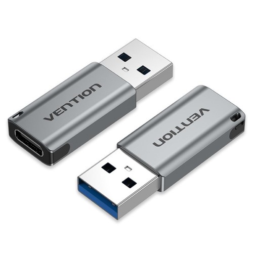 Adapter USB 3.0 Vention USB-A do USB-C szary stop aluminium