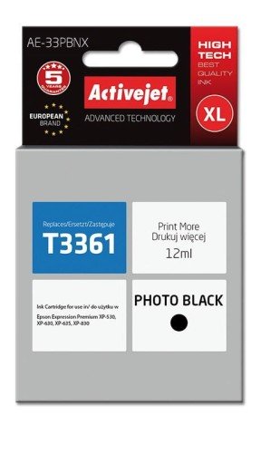 AE-33PBNX Tusz (zamiennik Epson 33XL T3361; Supreme; 12 ml; czarny fotograficzny)