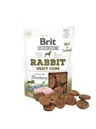 Brit Jerky Rabbit Meaty Coins - Królik - przysmak dla psa - 80g