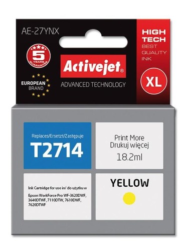 AE-27YNX Tusz (zamiennik Epson 27XL T2714; Supreme; 18 ml; żółty)