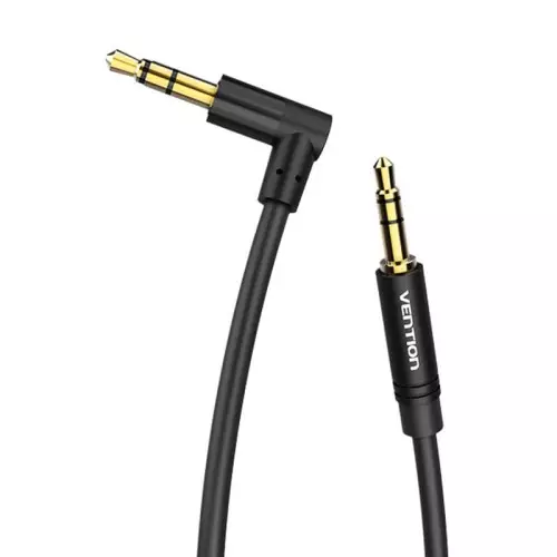 Kabel audio 3,5mm męski do kątowy 90° męski 1m Vention BAKBF-T Czarny
