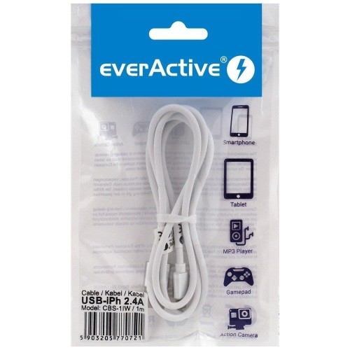 Kabel zasilający everActive CBS-1IW (USB - Lightning ; 1m; kolor biały)
