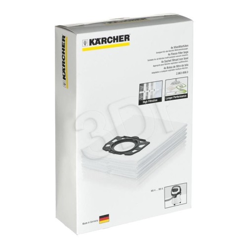 Torebka filtracyjne Karcher (Flizelina, Tkanina syntetyczna; KARCHER 2.863-006.0; 4 szt.)
