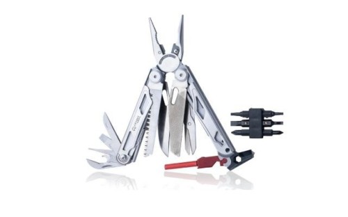 Multitool AZYMUT Giewon FS - Fire Starter - 19 narzędzi - krzesiwo + gwizdek + kabura do pasa (H2038A)