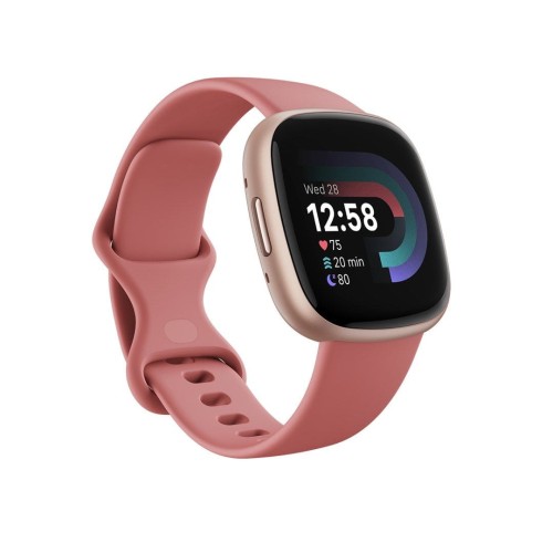 versa 4 smart watch, pink body with pink silicone strap