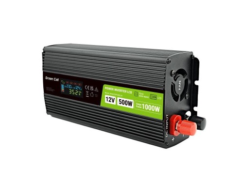 PRZETWORNICA LCD 12V/230V 500W/1000W CZYSTY SINUS INVGC12P500LCD