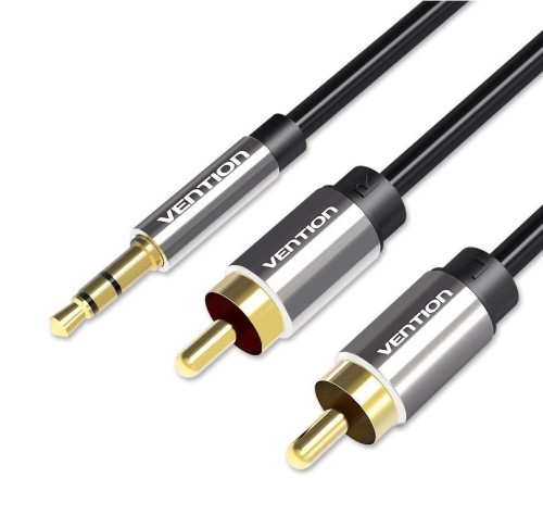 Kabel audio 3,5 mm męski na 2RCA męski 2 m czarny