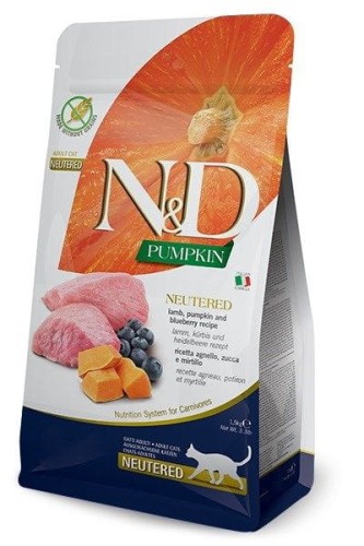 N&D PUMPKIN CAT LAMB&BLUEBERRY NEUTERED - sucha karma dla kota - 1,5 kg