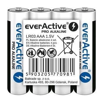 EVERACTIVE BATERIE ALKALICZNE PRO ALKALINE R03, AAA, SHRINK 4SZT , 1250 MAH, WYSOKA WYDAJNOŚĆ, LR03PRO4T