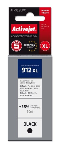 AH-912BRX Tusz (zamiennik HP 912XL 3YL84AE; Premium; 1100 stron; 30 ml, czarny)