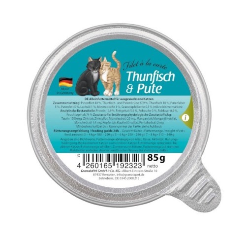 GranataPet Filet a la carte tuńczyk z indykiem karma dla kota 85g