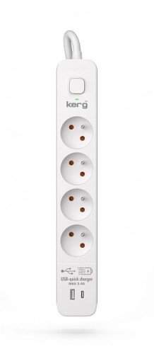 Listwa zasilająca KERG z wyłącznikiem-4 gniazda USBC+USBA 16A 3m